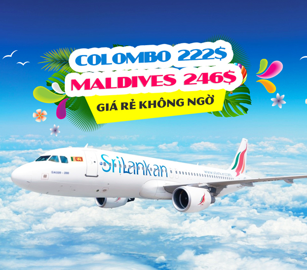 Srilankan Airlines khuyến mãi vé máy bay giá rẻ đi Colombo và Madives