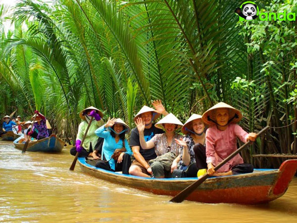 Chèo xuồng ba lá tham quan cồn Phụng